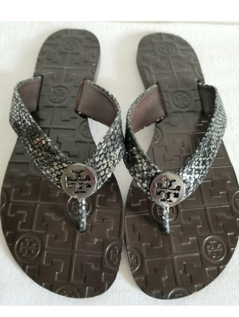 Tory Burch Sandals Metallic Snake Size 6